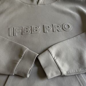 IFBB Pro Apparel Official Hoodie Men's Size M Gray Embossed Logo
